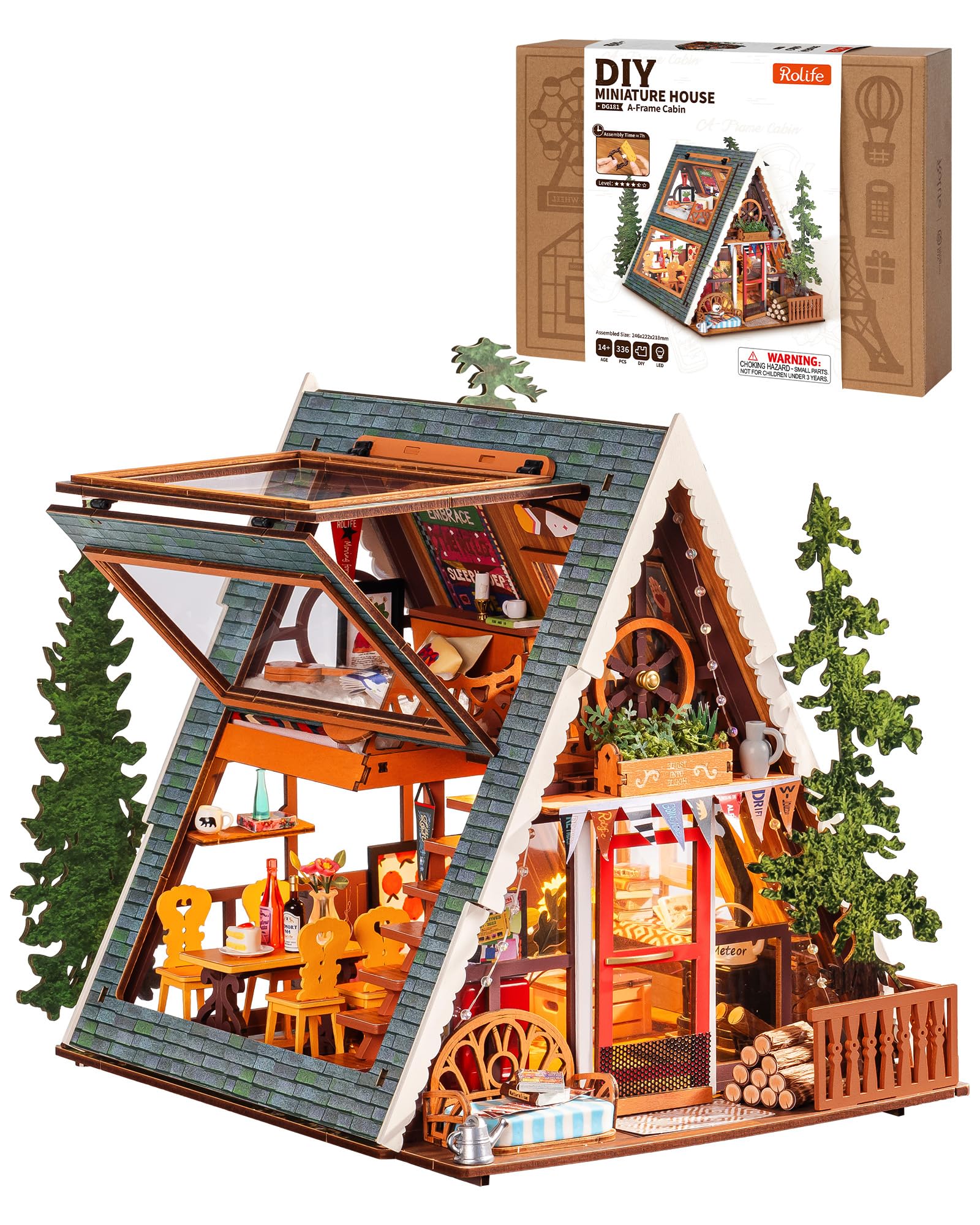 Rolife A-Frame Cabin kit being assembled for hands-on relaxation and focus.
