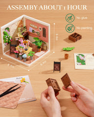 Rolife action figures paired with the dollhouse create a lush storytelling display.