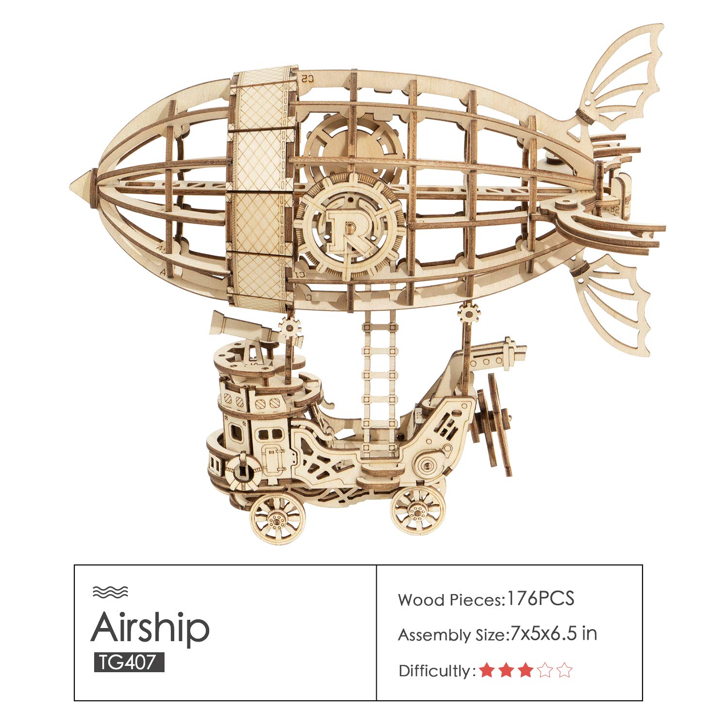 Rolife airship model serves as an elegant desk or shelf centerpiece.