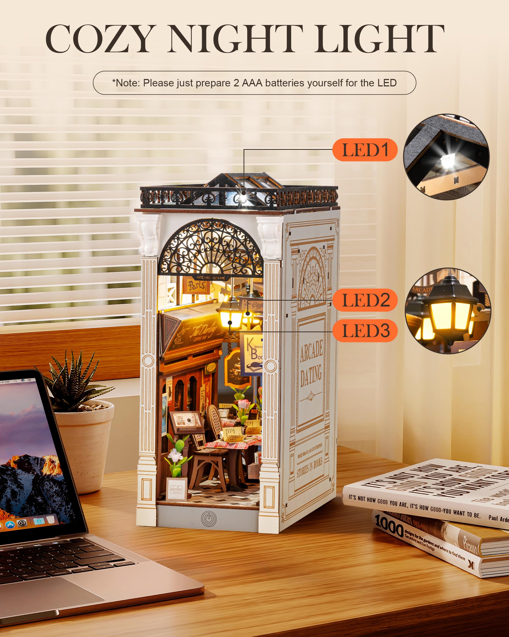 Rolife arcade-inspired diorama scene for stylish shelf display.
