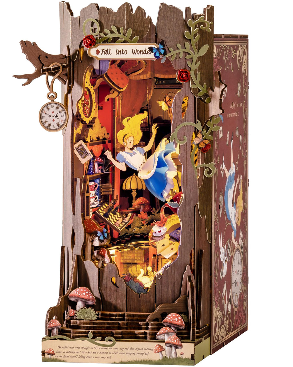Rolife Book Nook Fall into Wonder tree hollow scene with intricate details for ambience