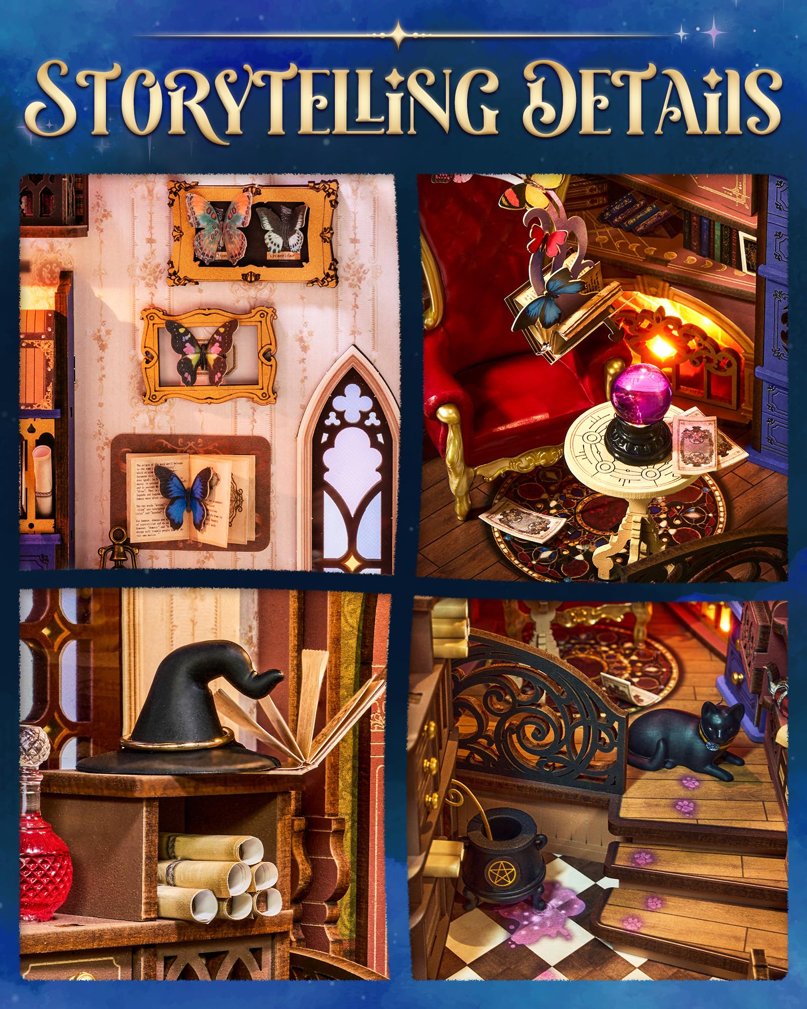 Rolife Book Nook Kit Potion Cauldron: simmering vibes elevate the scene.