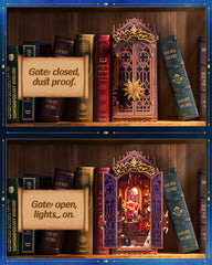 Rolife Book Nook Kit Vintage Pendant Lamp: soft lighting highlights craftsmanship.