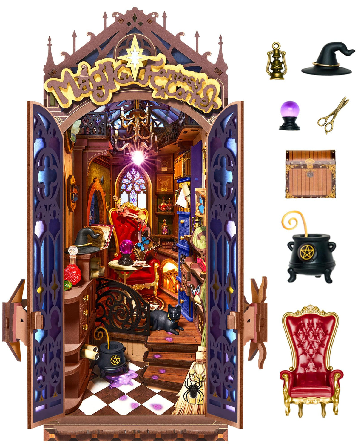 Rolife Book Nook Kit Wizard Room: cozy magical corner sparks creativity.