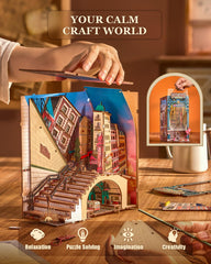 Rolife Book Nook snap-pieces enable glue-free, beginner-friendly assembly.
