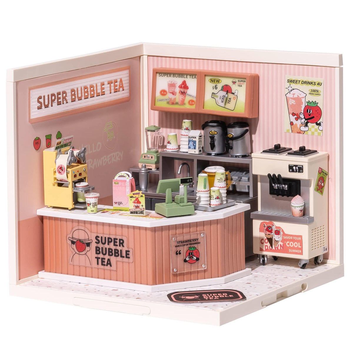 Rolife Bubble Tea LED model kit glowing for stylish display and creative relaxation