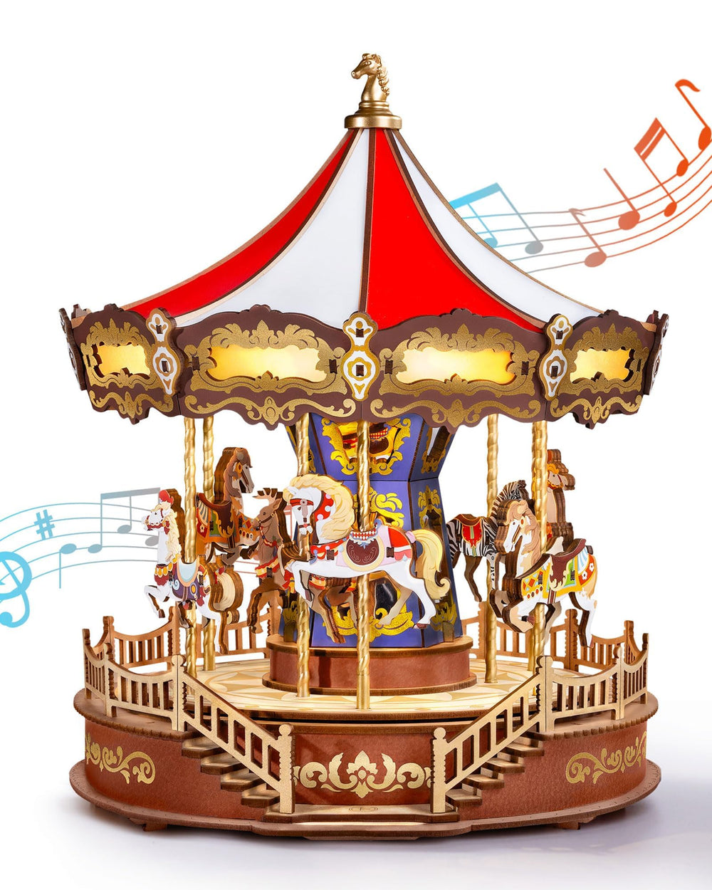 Rolife carousel music box assembly parts for a satisfying build.