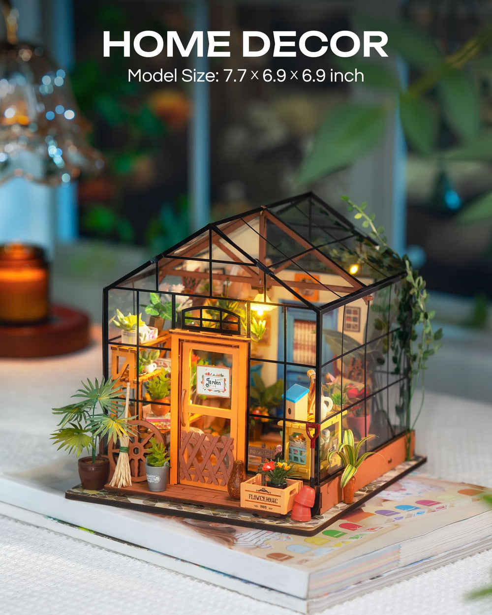 Rolife Cathy's Flower House battery compartment powers the LED lights for ambience.
