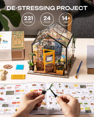 Rolife Cathy's Flower House blooms in miniature, perfect for a desk display.