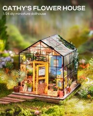 Rolife Cathy's Flower House LED glow lights the scene for warm cozy ambiance in any room.