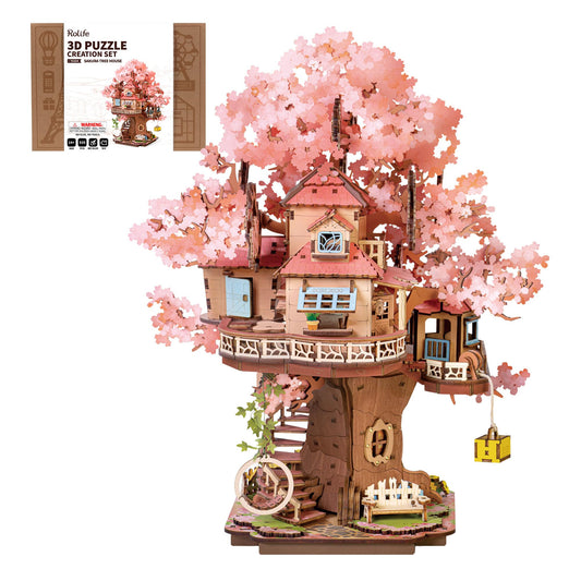 Rolife cherry blossom bonsai assembled display enhances home decor