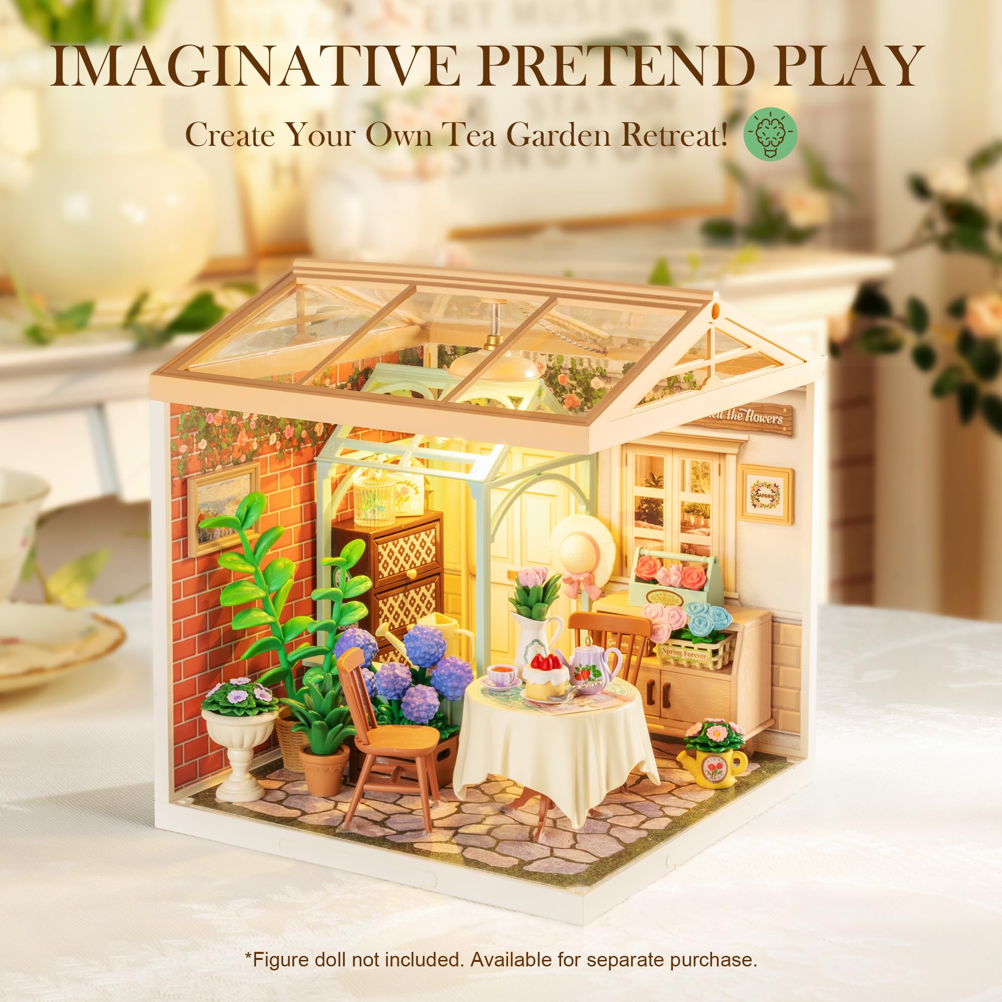 Rolife decorative tea garden finished piece enhances home or office ambiance.