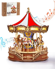 Rolife DIY 3D carousel music box displayed as charming room décor.