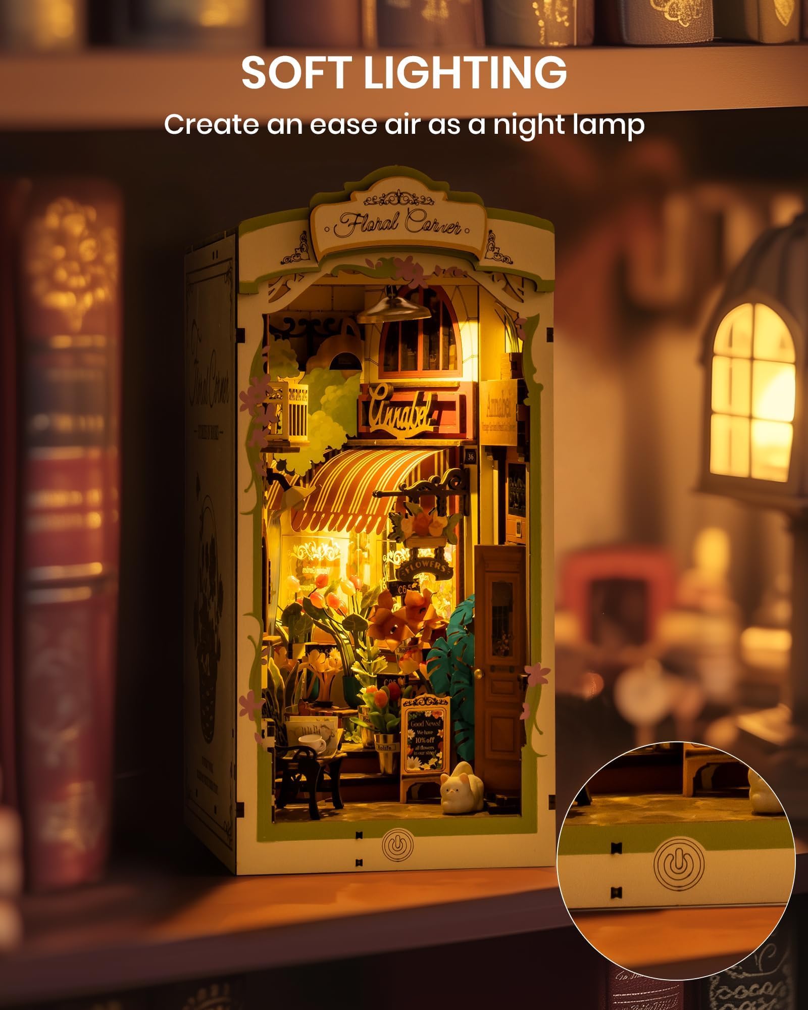 Rolife European Villa LED illumination creates a cozy, romantic ambiance.
