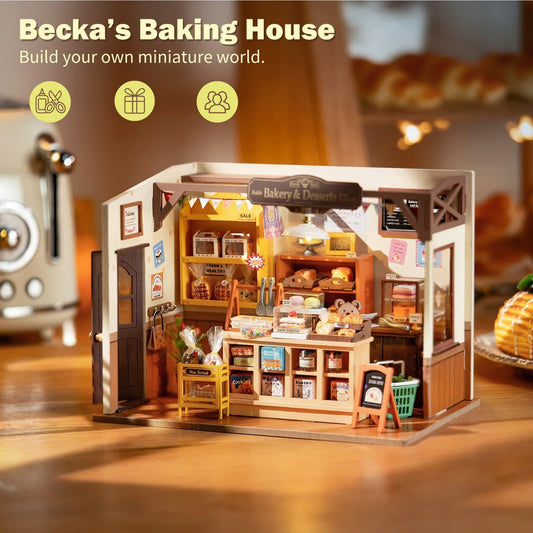 Rolife DIY dollhouse assembly photo highlights clear, beginner-friendly instructions.