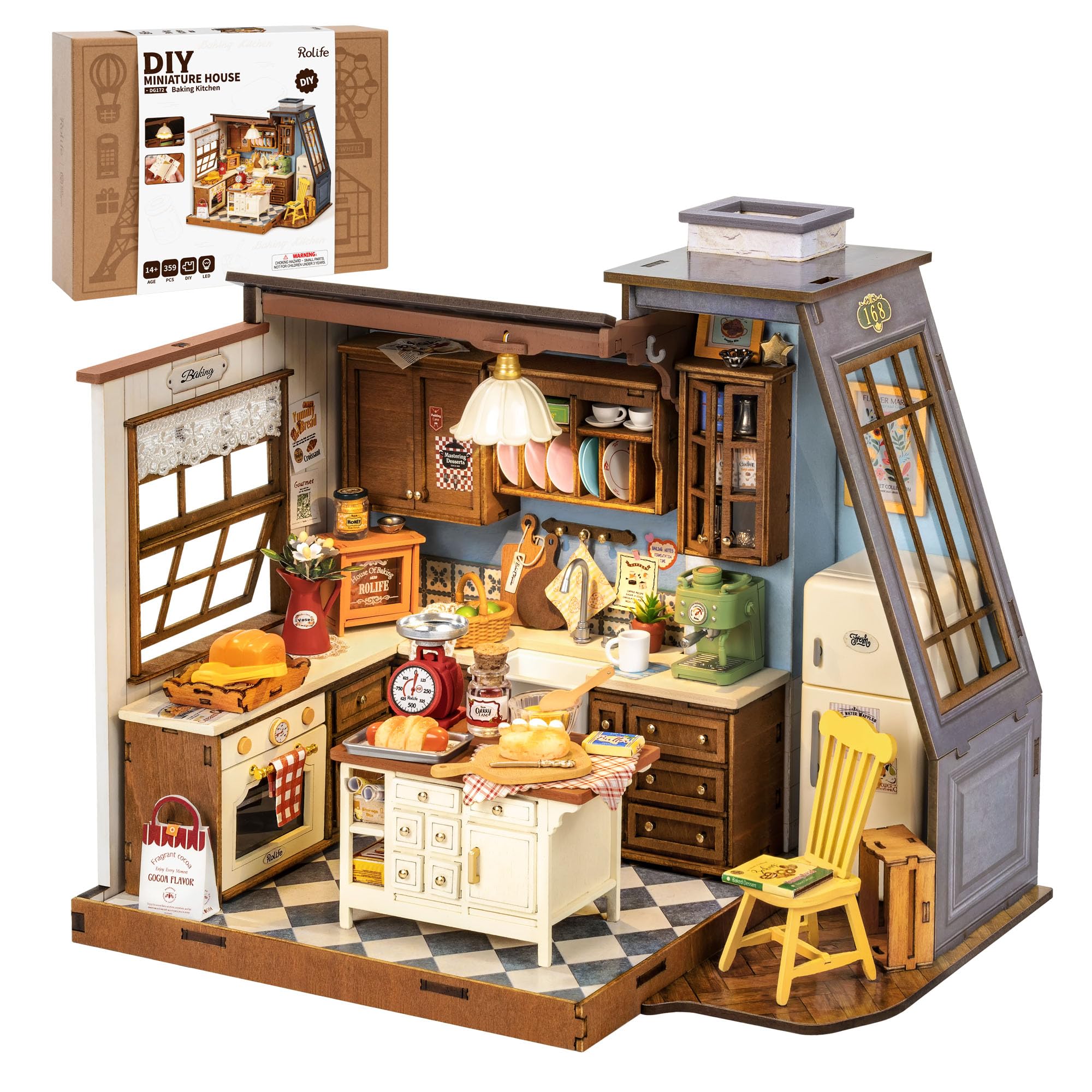 Rolife DIY miniature house kit semi-open kitchen, ideal for relaxed creative time.