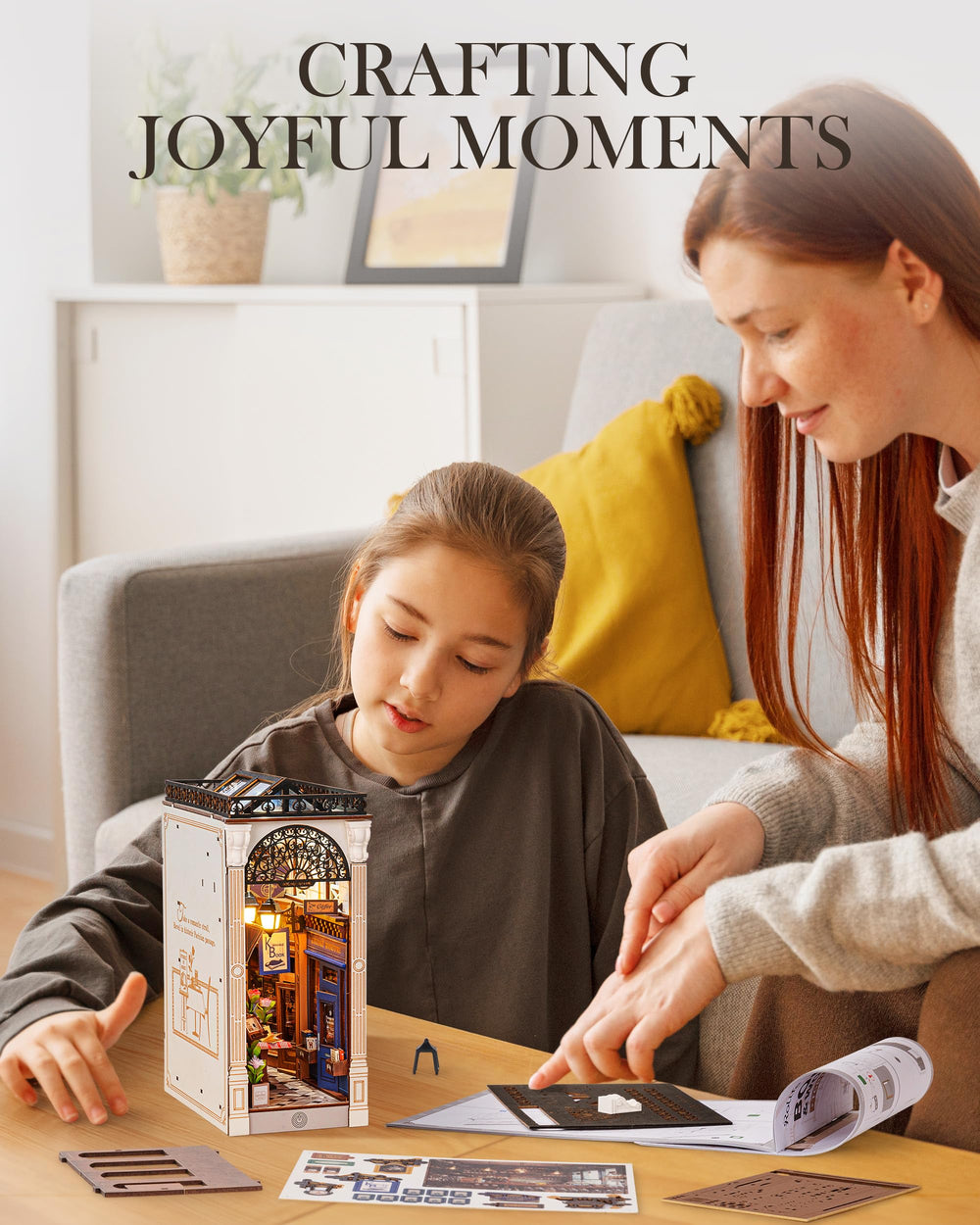 Rolife shelf display with sunlit ambiance through a glass ceiling.