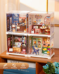 Rolife enchanted bookstore retreat with figurines for imaginative display.