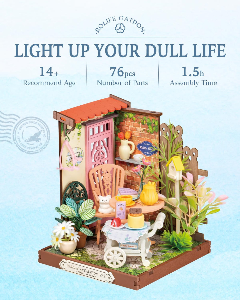 Rolife Fancy Tea Yard packaging shown for gift-ready unboxing