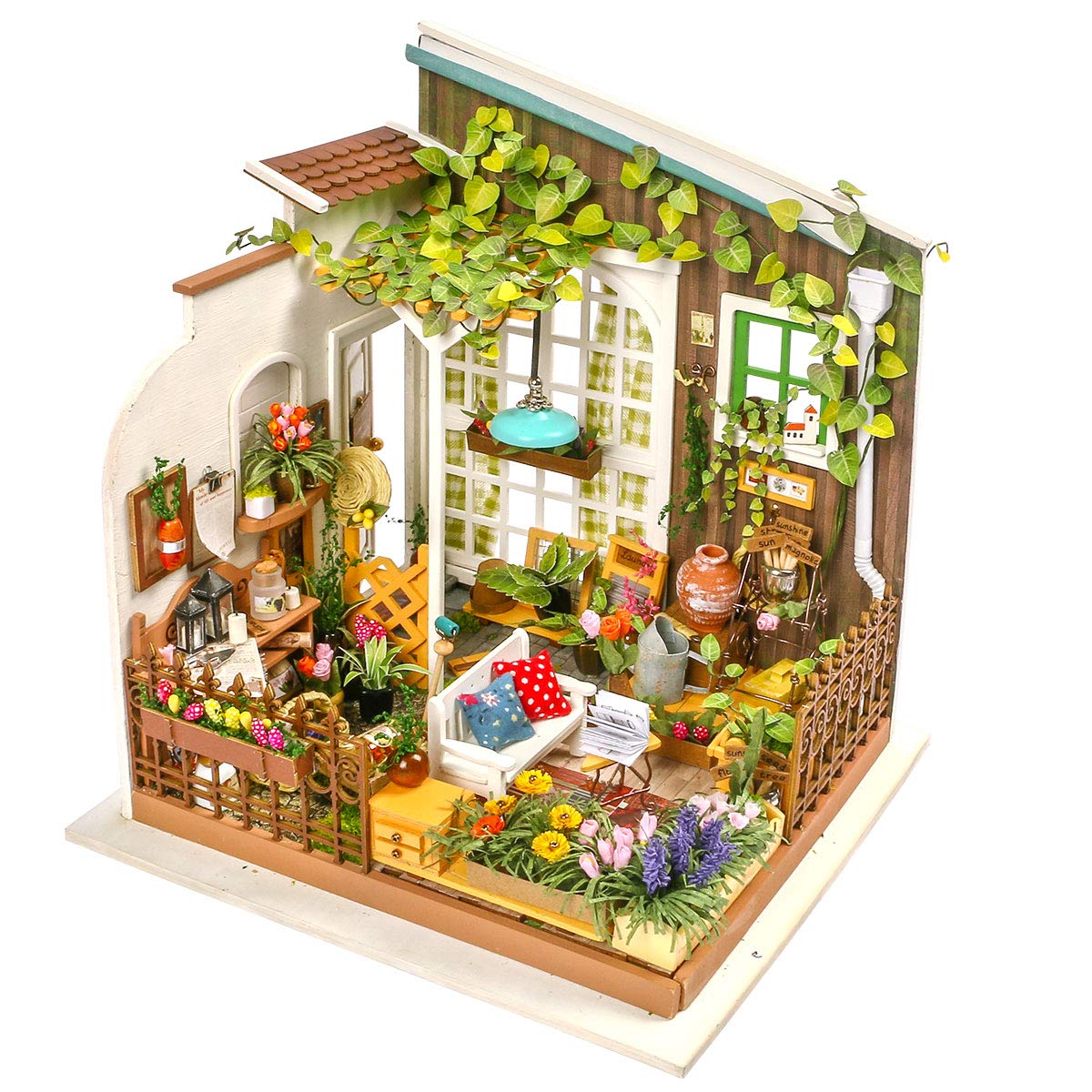 Rolife Miller's Garden dollhouse exterior front view highlighting intricate details