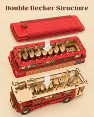 Rolife London Tour Bus laser-cut parts ensure precise, snap-fit assembly.