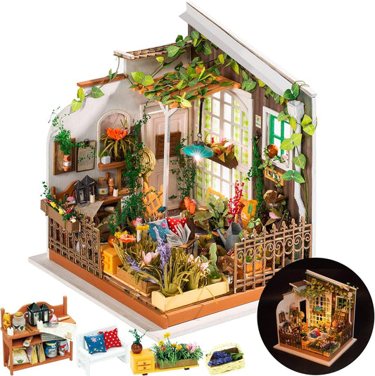 Rolife Miller's Garden miniature house kit parts for precise assembly
