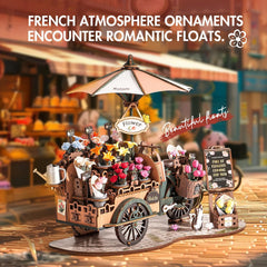 Rolife Miniature 3D Flower Cart Detailed Flowers: six varieties add color and charm