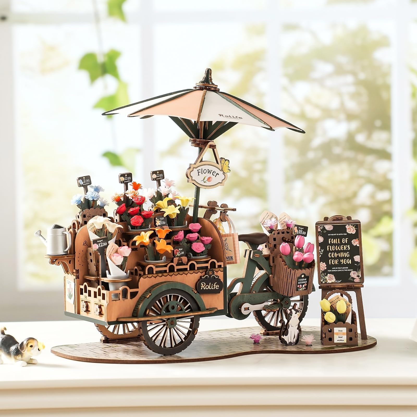 Rolife Miniature 3D Flower Cart Gift-Ready Packaging: thoughtful surprise for crafts lovers