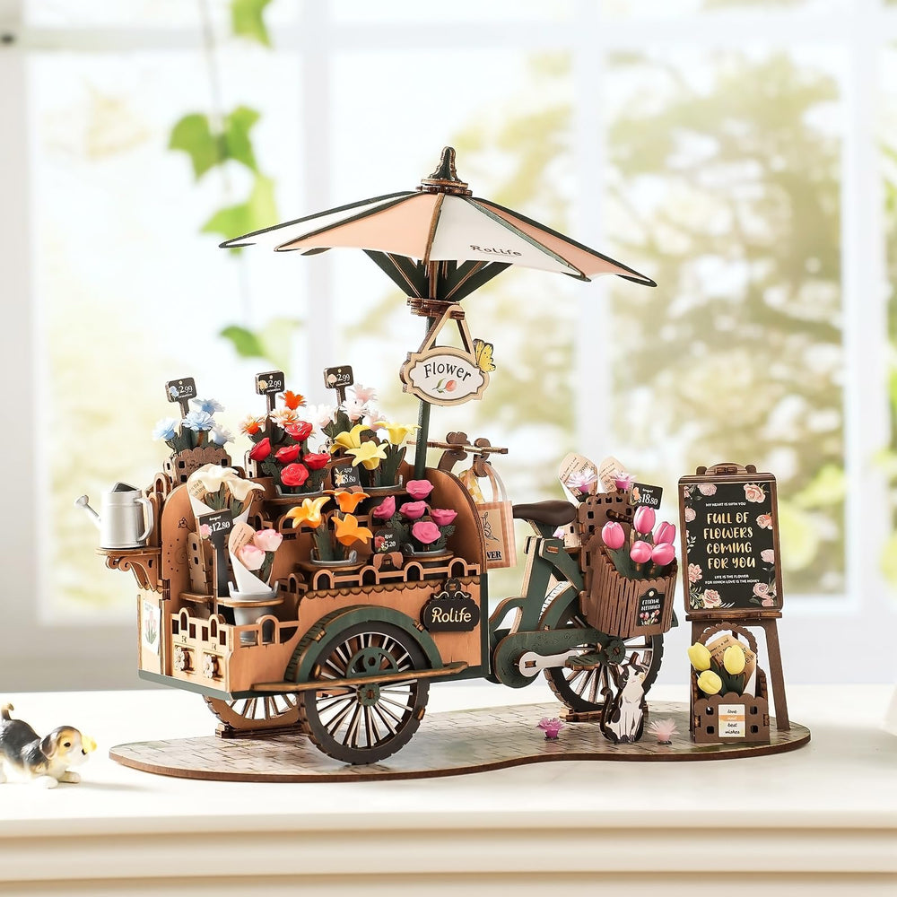 Rolife Miniature 3D Flower Cart Gift-Ready Packaging: thoughtful surprise for crafts lovers