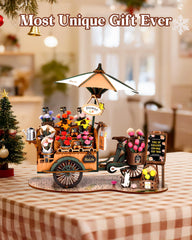 Rolife Miniature 3D Flower Cart Sunshade Removable: customize shade for realistic display