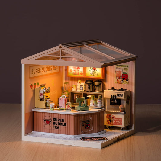 Rolife miniature dollhouse kit assembly showing precise pieces for immersive hobby hours