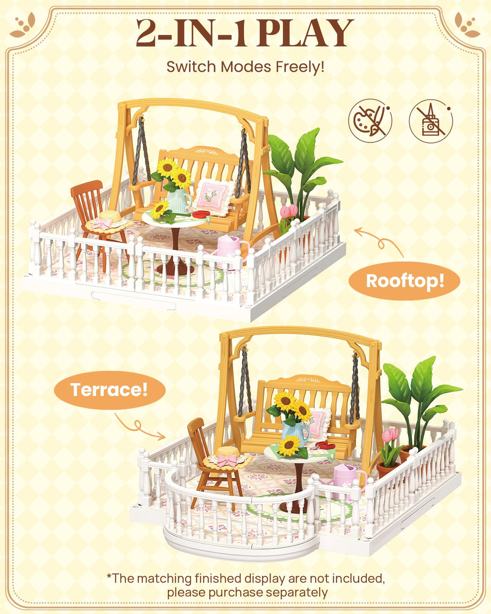 Rolife miniature flower garden scene brightens any diorama with lush blooms.