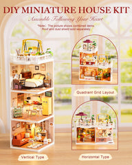 Rolife miniature flowers and tables enhance scene realism.