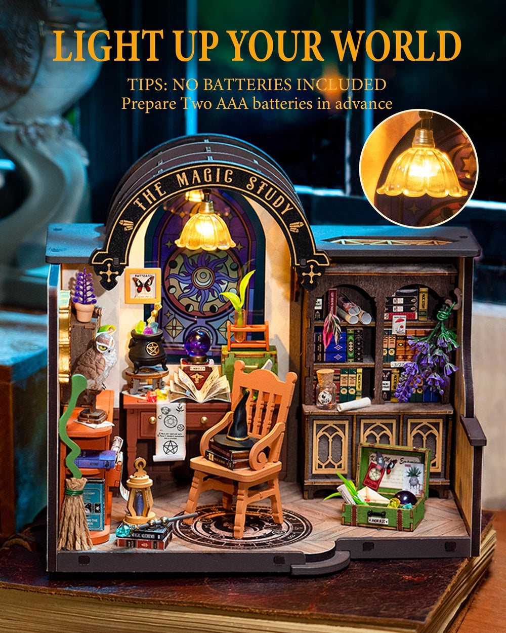 Rolife crystal ball detail suggesting fantasy elements in the tiny home.