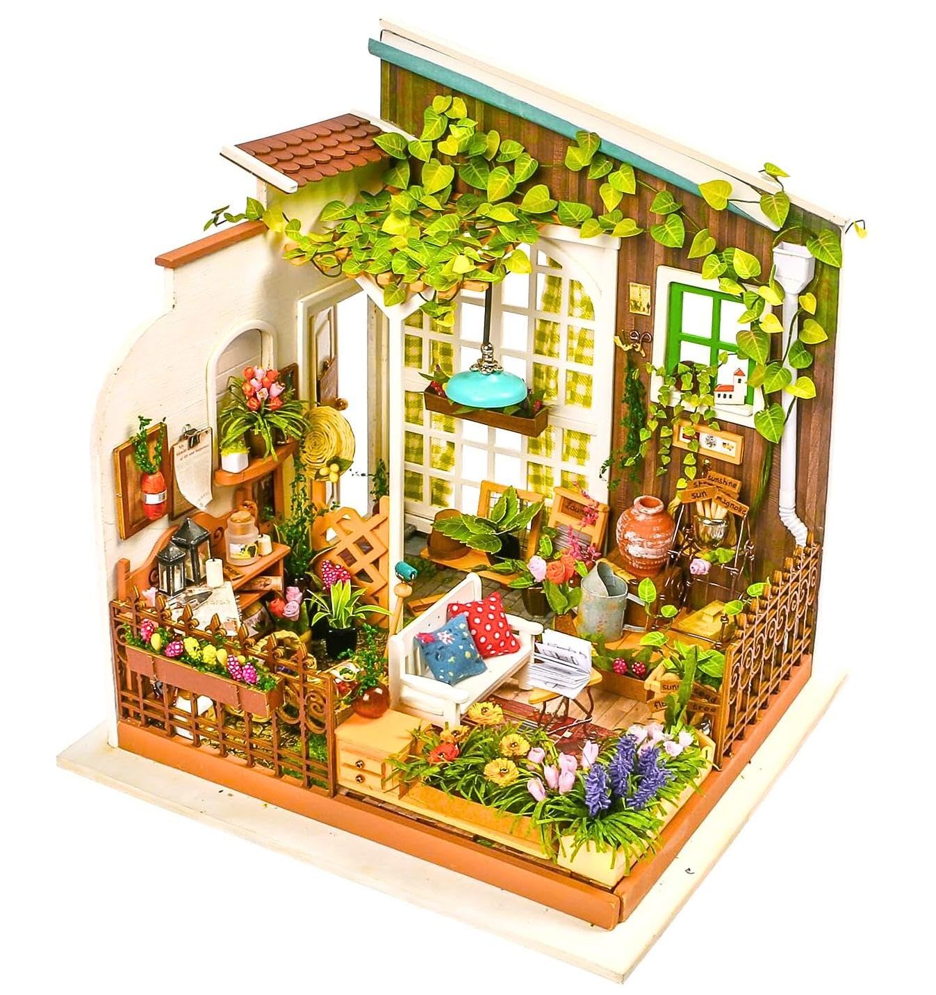 Rolife miniature house kit packaging highlights premium materials for easy assembly