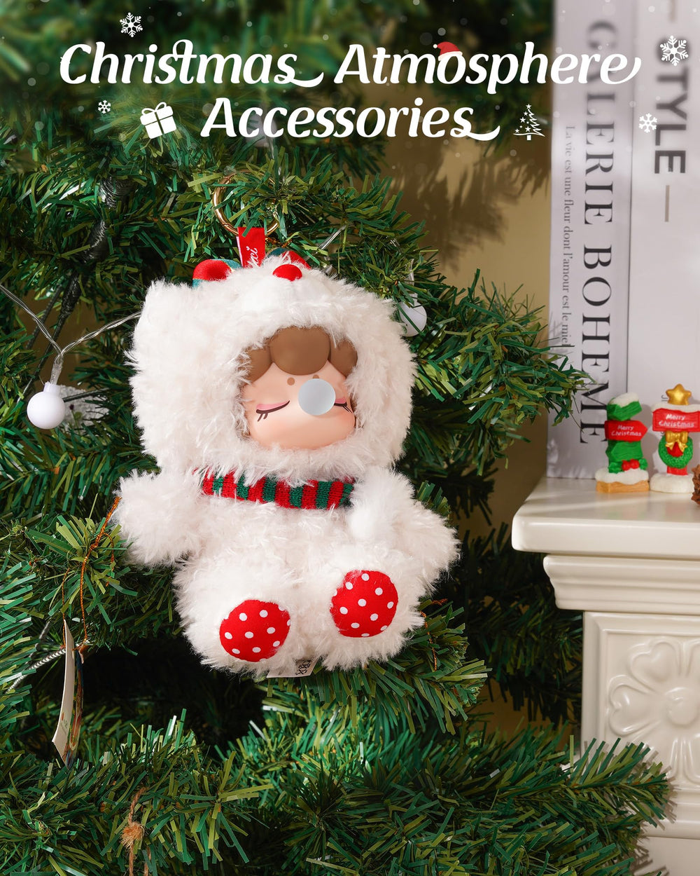 Rolife Nanci Christmas bear figure stands about five inches for easy display.
