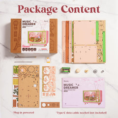 Rolife Sakura Dreamy Tour unassembled wooden pieces laid out for building