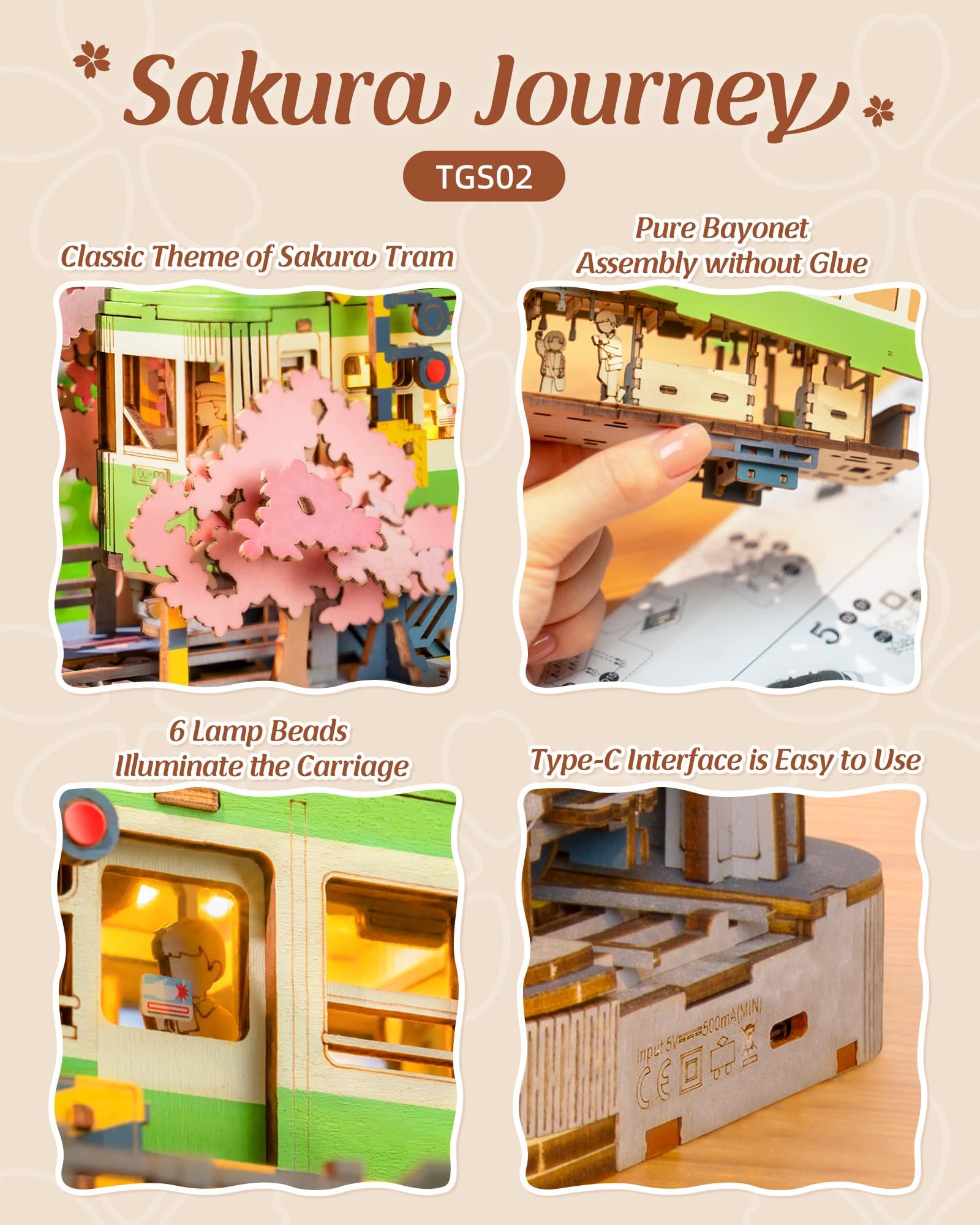 Rolife Sakura Journey Tram presented as a thoughtful gift for creatives.