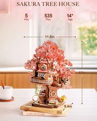 Rolife Sakura Tree House spiral stairs displaying sturdy craftsmanship