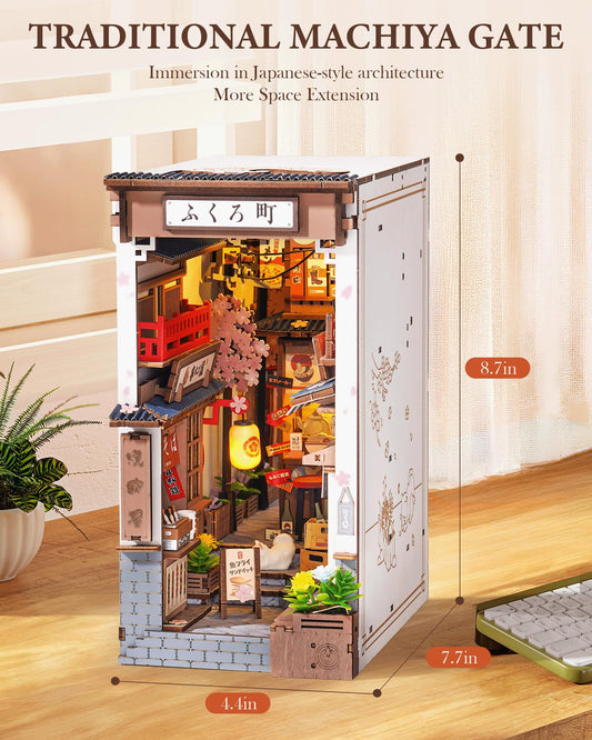 Rolife Sakura Wine Alley night-lit scene enhances cozy evenings with soft LEDs.