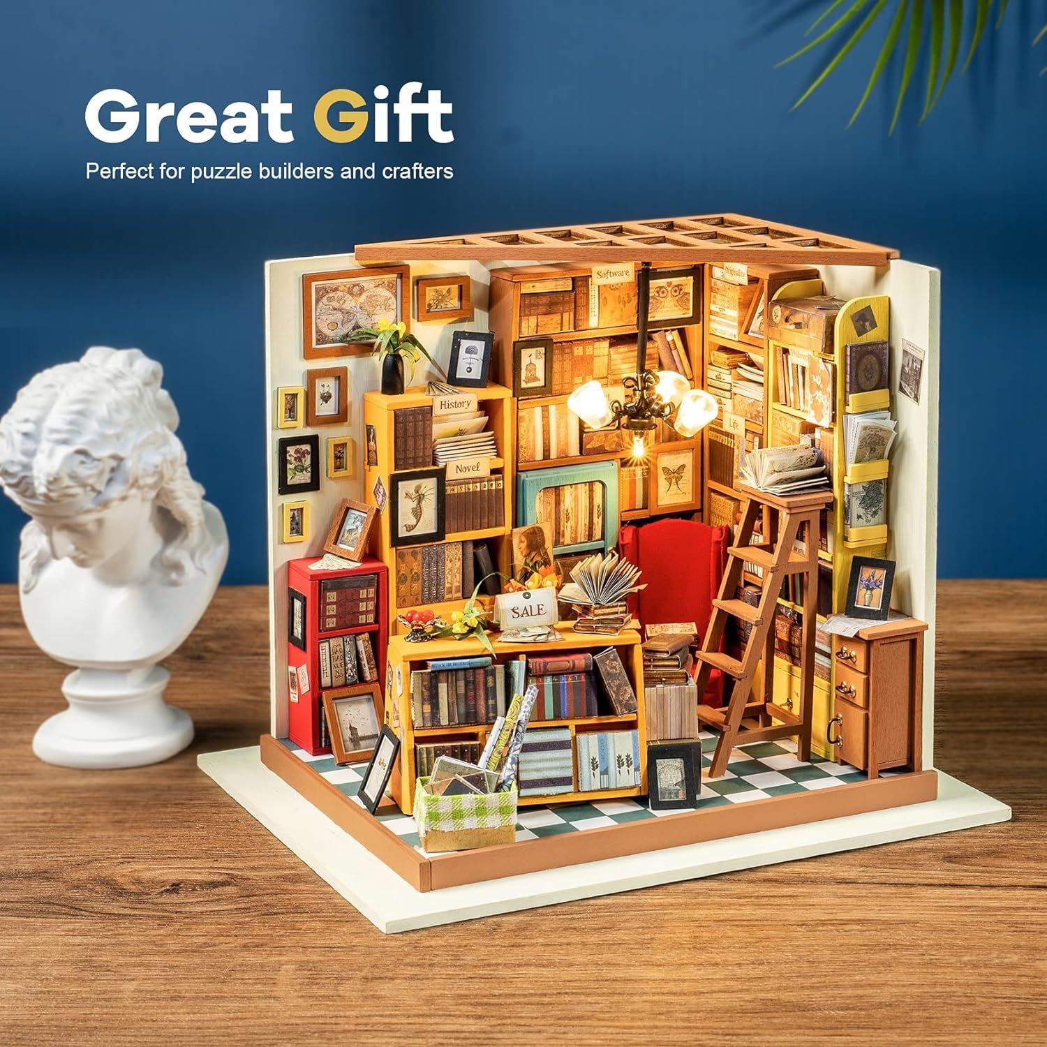 Rolife Sam's Study desk, shelf, and plants create cozy scenes