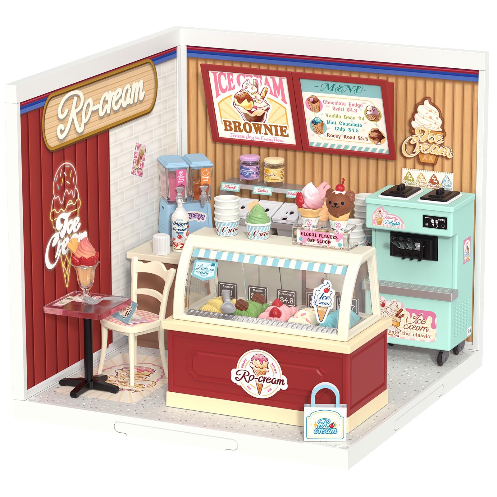 Rolife Super Creator ice-cream shop interior for mini-figures display