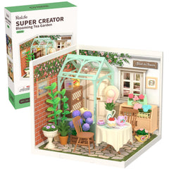 Rolife super creator tea garden miniature house for display and mindful crafting.