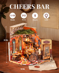 Rolife tiny bar facade with Italian Mediterranean styling and warm lighting.