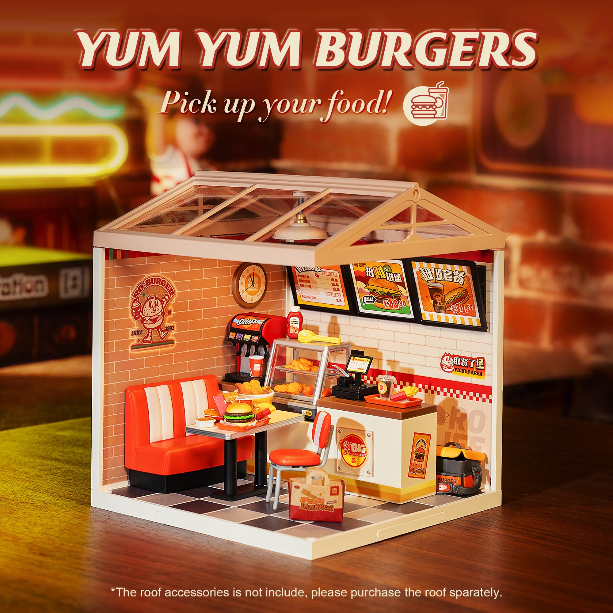 Rolife Yum Yum Burgers interior details highlight cozy counter and seating