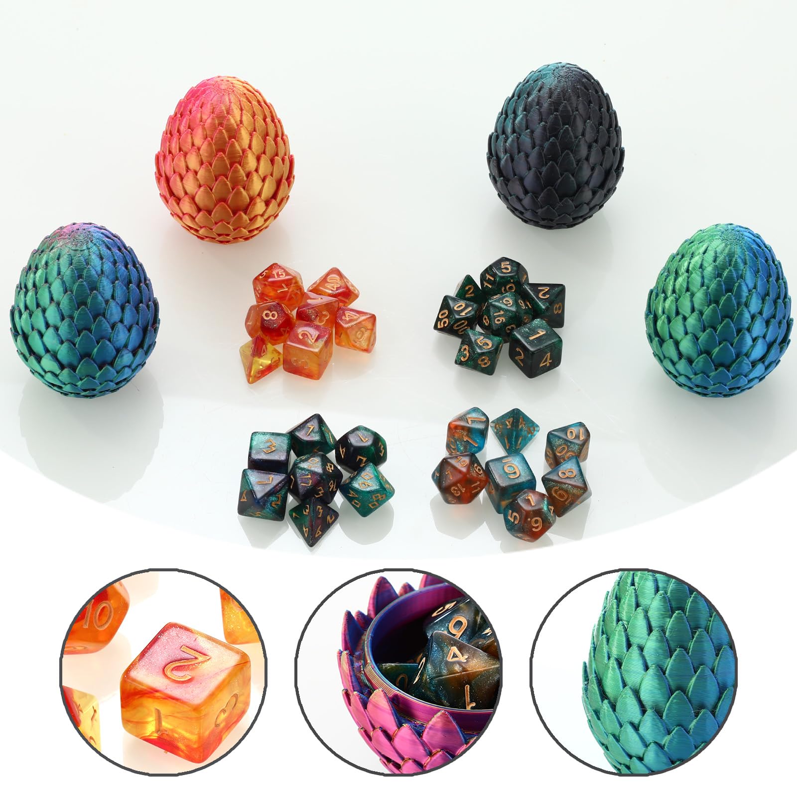 Romcpus 7-die set with durable acrylic and legible numbers for long-lasting use.