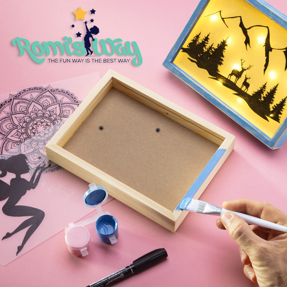ROMI'S WAY DIY Frame Night Light idea cards spark imaginative themes for bedtime art