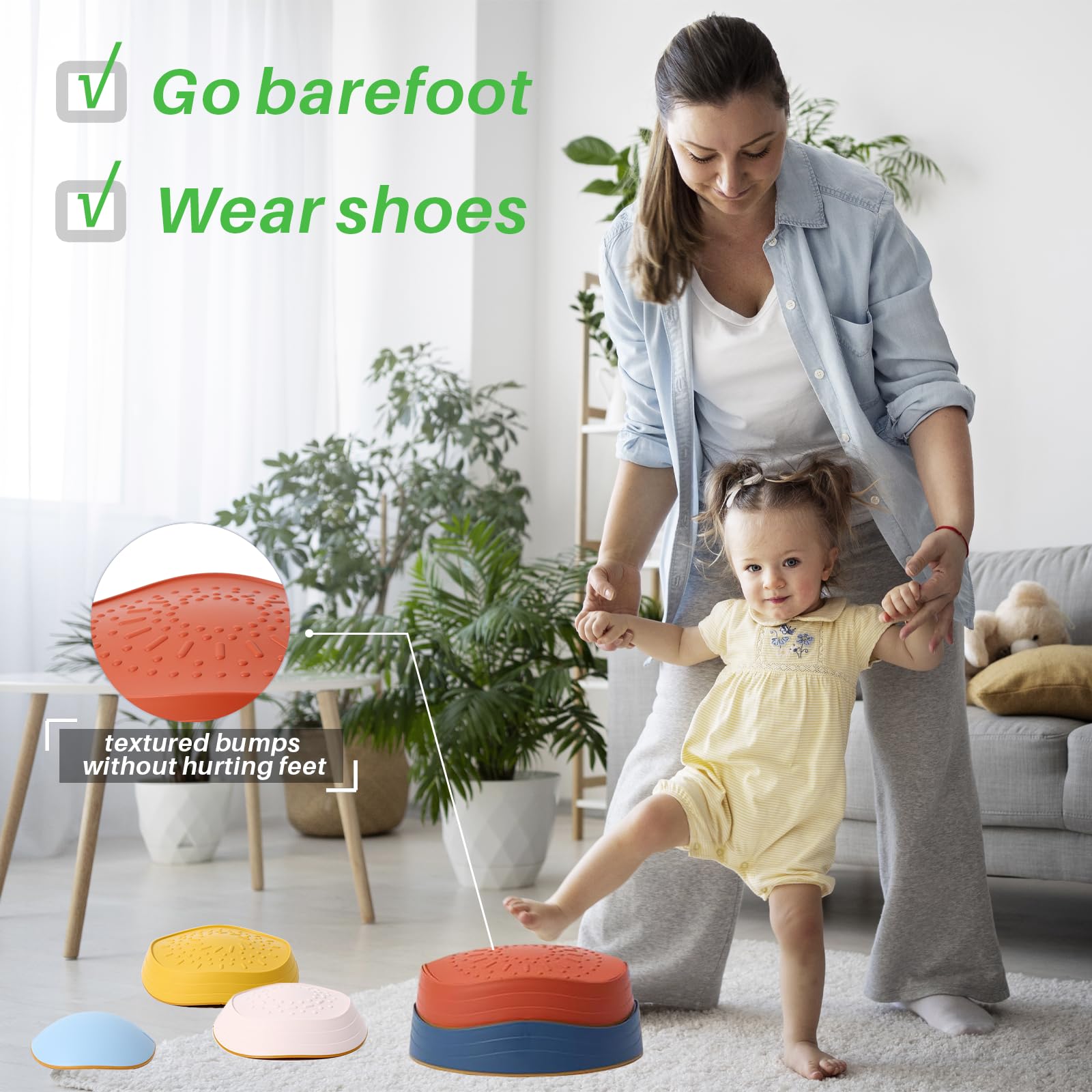 Romrex balance stones with rubber bottom provide non-slip stability