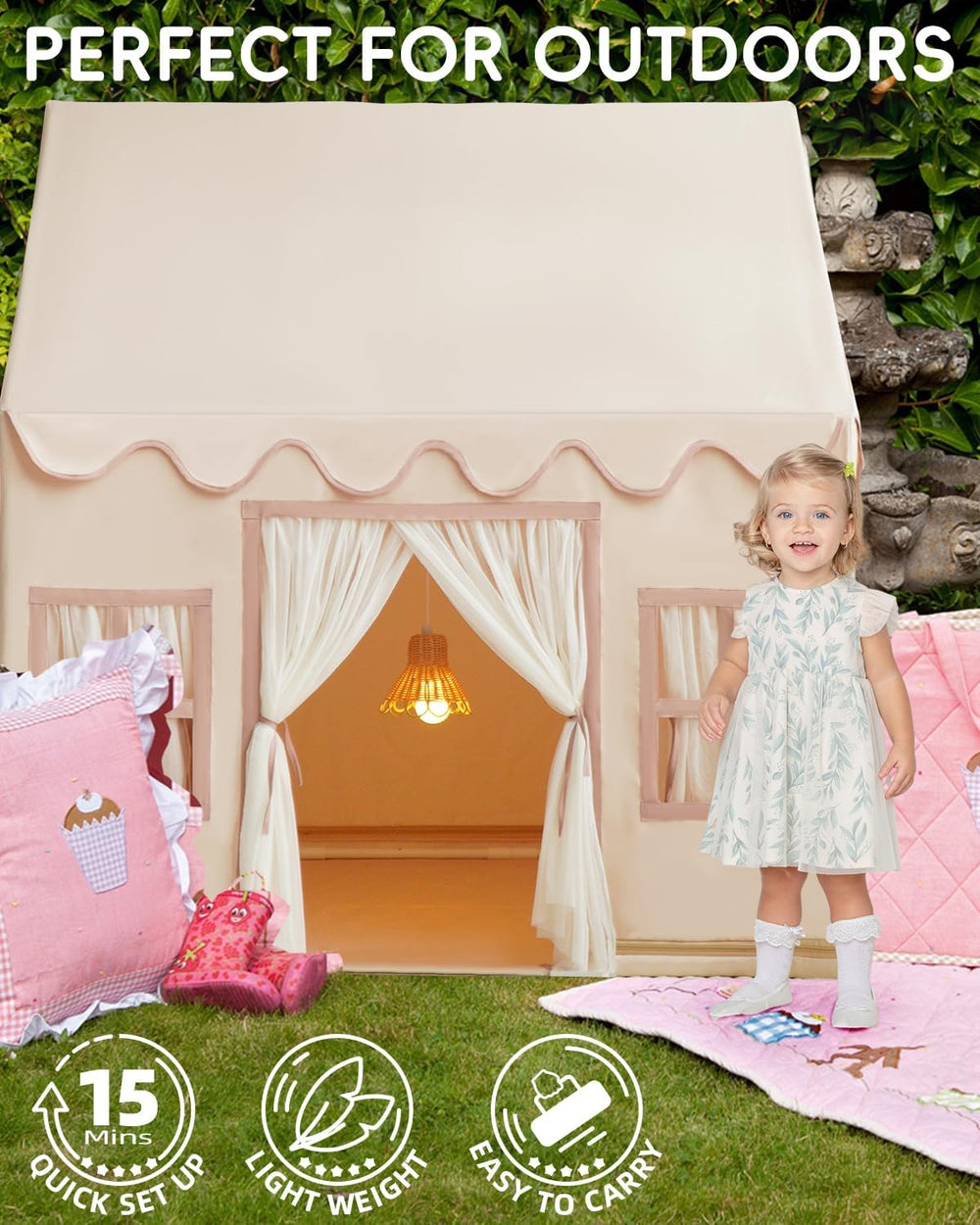 RONGFA indoor-outdoor teepee tent suits versatile play spaces.