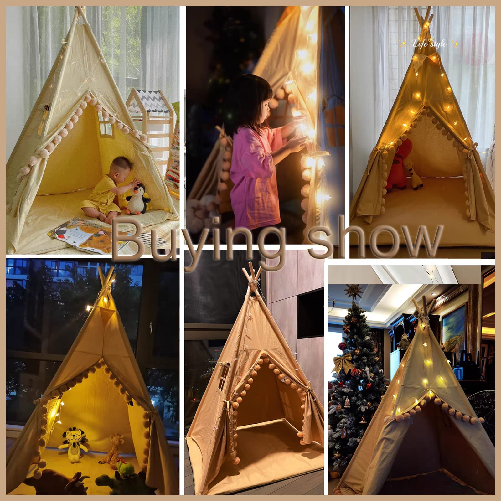RONGFA Kids Teepee Tent with Carry Bag offers easy transport and storage.
